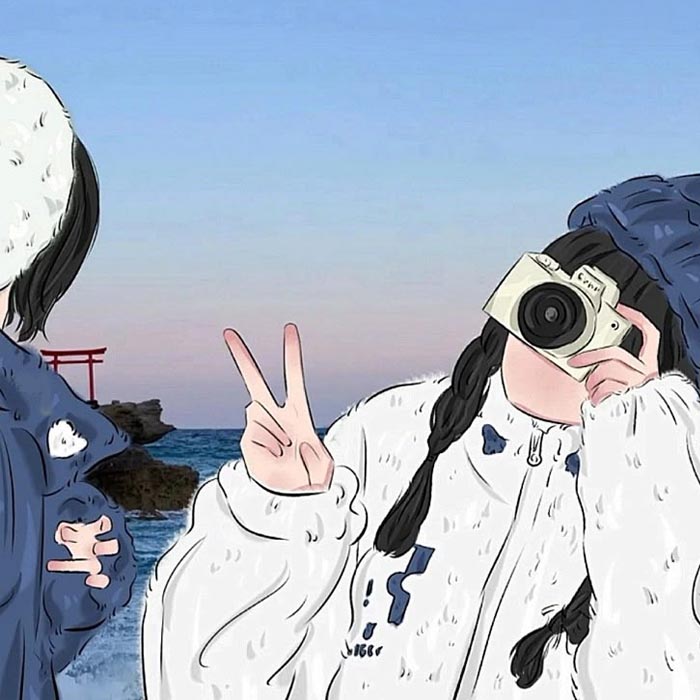 Avatar đôi bạn thân nữ cute