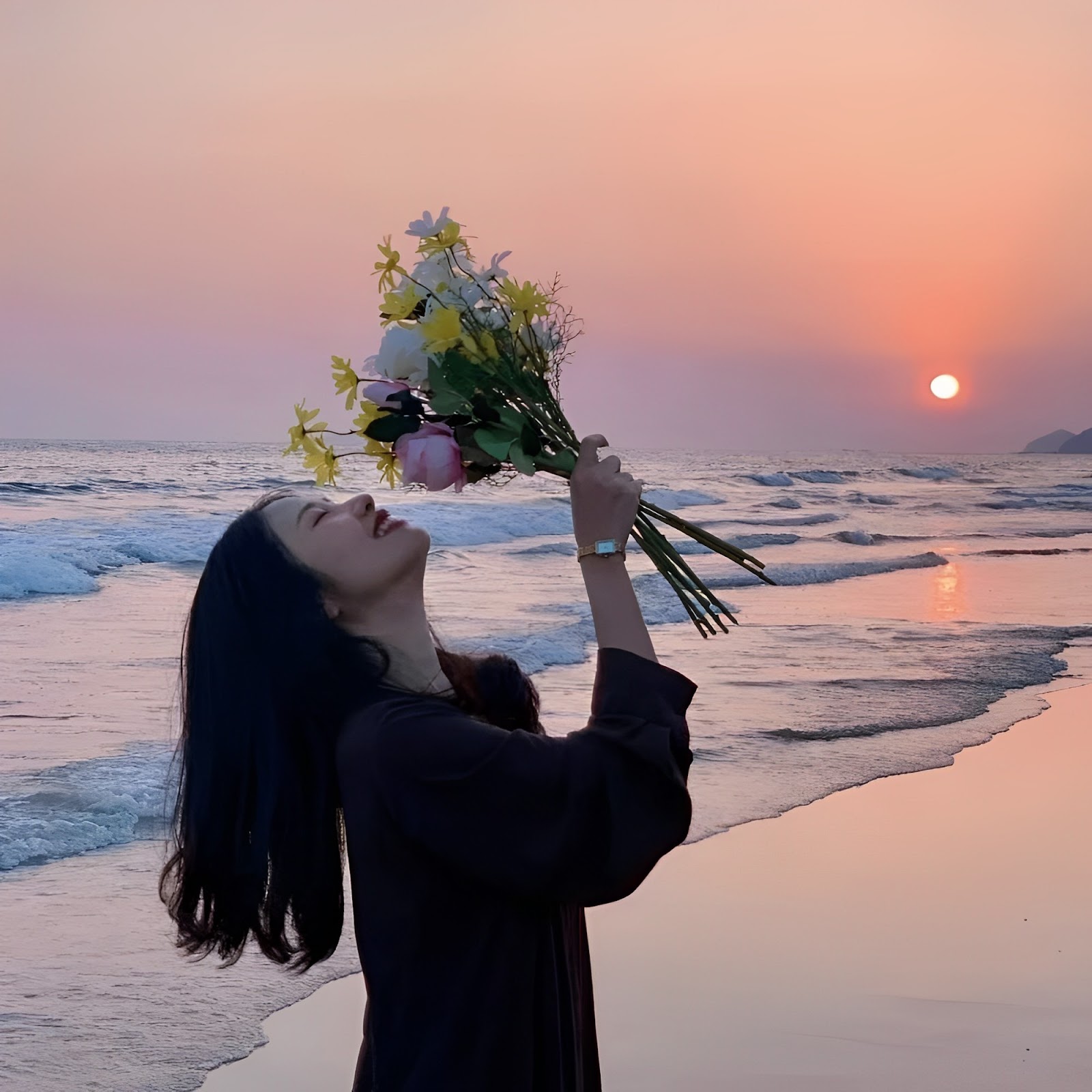 Mê Mẩn Ảnh Gái Xinh Tóc Dài Che Mặt Bằng Điện Thoại